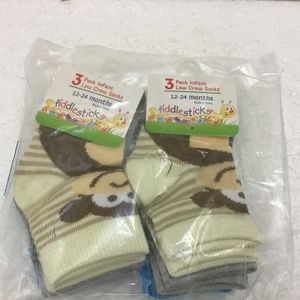1 Pk 6 pair Fiddle sticks Children’s Socks New in Packaging Size 12-24 months